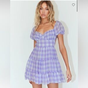 Princess Polly Danny Mini Dress Lilac Gingham Size 0